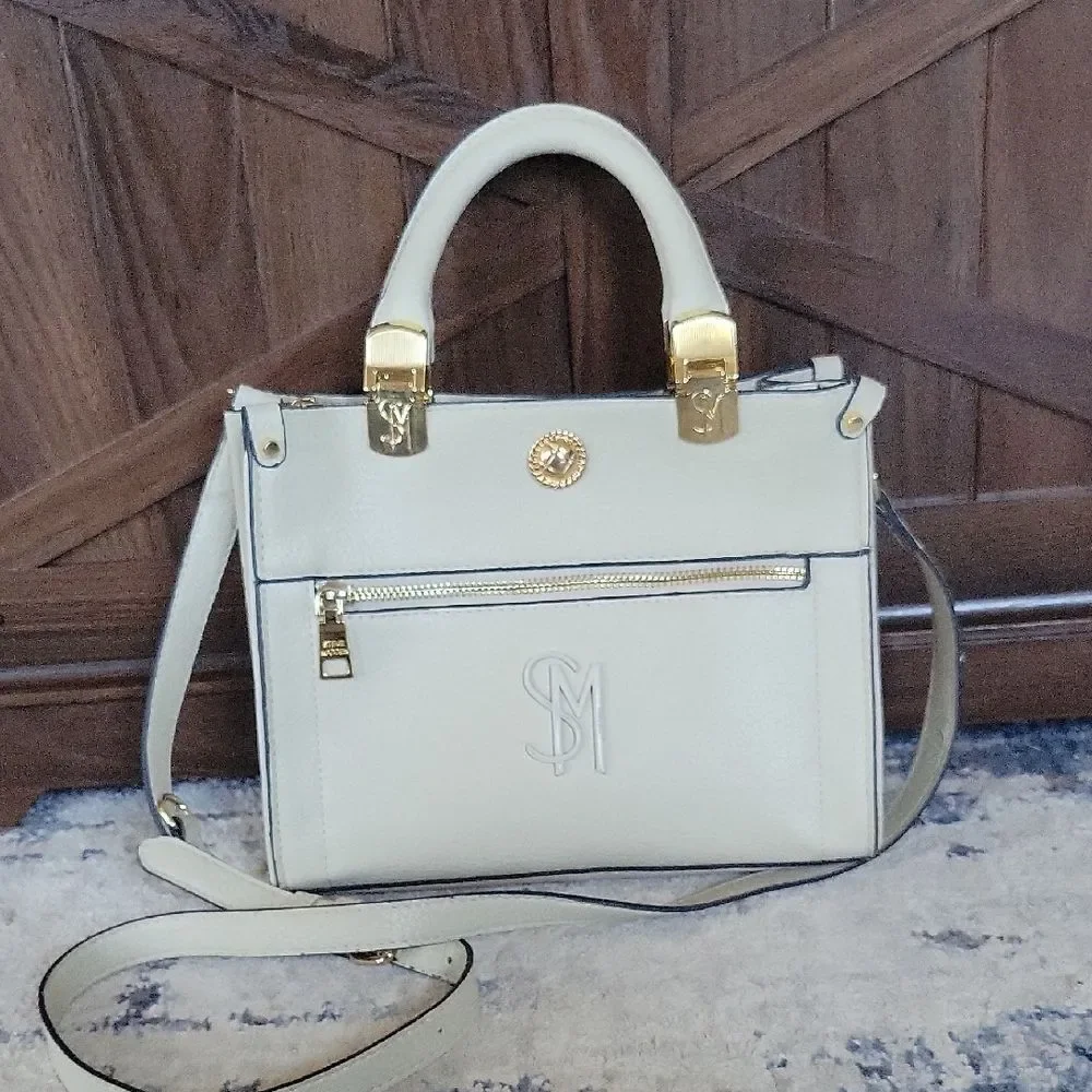 Steve Madden Ivory Satchel with Gold Details Corporate Chic Academia